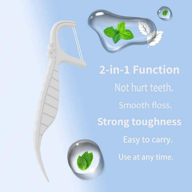 Alt view image 6 of 7 - Dual-Line Dental Floss Picks 200 Count, Mint Flavored Disposable Flossers with Toothpick, Teeth Clean & Fresh Breath, Portable Oral Care Tools for Adults Daily Teeth Cleaning