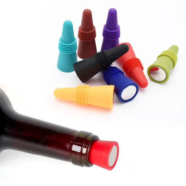Alt view image 2 of 7 - Wine Stoppers Beverage Bottle Sealer Soft Silicone Wine Bottle Stoppers Corks with Grip Top for Keeping Wine Champagne Fresh, 8 Pack