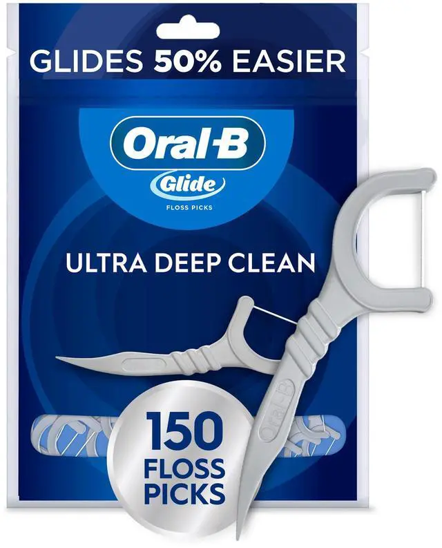 Main image of Glide Ultra Deep Clean Floss Picks, Removes Food and Plaque, Cool Mint Flavor, 150 Floss Picks