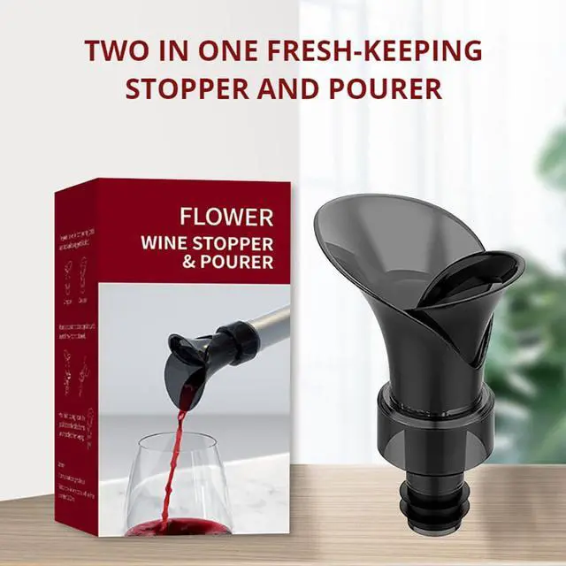 Alt view image 2 of 6 - 2-Pack Wine Aerator Pourer Spout, 2-in-1 Aerator Wine Pourer Wine Stopper, No Drip and No Spill Aerator for Wine Lovers, Gift Box Included - Black