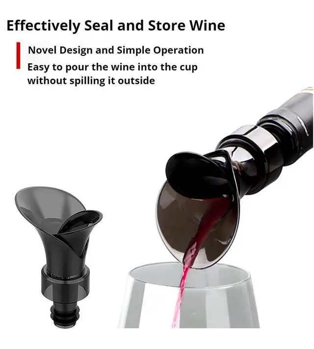 Alt view image 3 of 6 - 2-Pack Wine Aerator Pourer Spout, 2-in-1 Aerator Wine Pourer Wine Stopper, No Drip and No Spill Aerator for Wine Lovers, Gift Box Included - Black