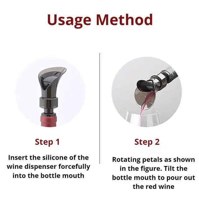 Alt view image 4 of 6 - 2-Pack Wine Aerator Pourer Spout, 2-in-1 Aerator Wine Pourer Wine Stopper, No Drip and No Spill Aerator for Wine Lovers, Gift Box Included - Black