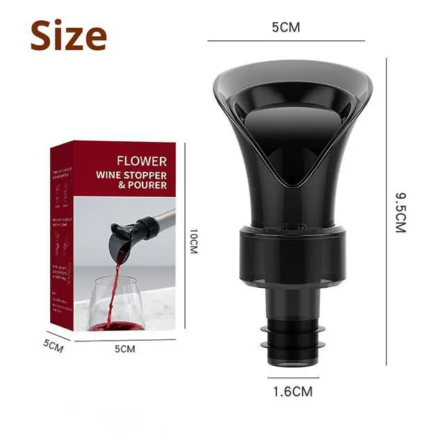 Alt view image 6 of 6 - 2-Pack Wine Aerator Pourer Spout, 2-in-1 Aerator Wine Pourer Wine Stopper, No Drip and No Spill Aerator for Wine Lovers, Gift Box Included - Black