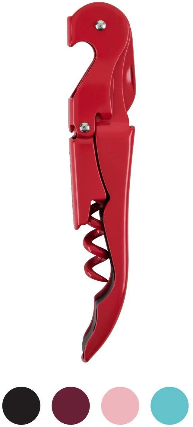 Alt view image 7 of 7 - Truetap Double Hinged Waiter's Corkscrew Wine Opener, Stainless Steel Wine Bottle Opener with Built In Foil Cutter, Home Bar Tools, Bar Cart Accessories, Wedding Gifts, Set of 1, Solid Red