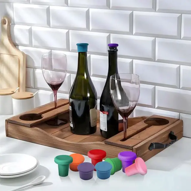 Alt view image 5 of 7 - 8 PCS MultiColor Silicone Wine Stoppers, Reusable Sparkling & Champagne Corks, Sealed Beverages Beer Bottle Caps, Keeps Wine Fresh