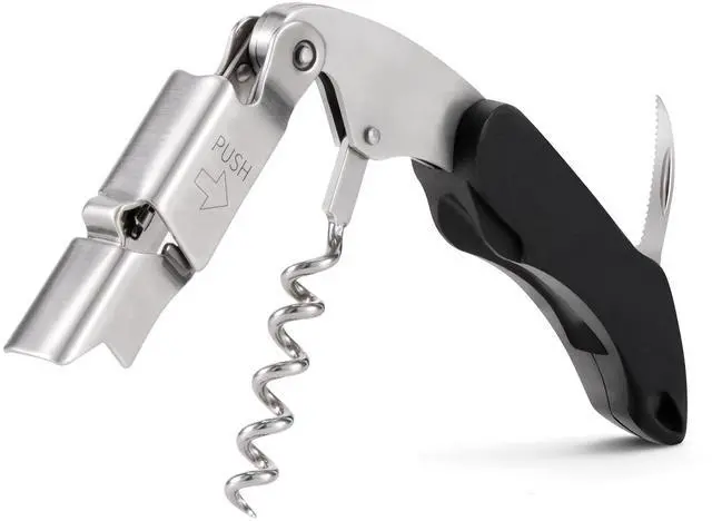 Main image of Wine Key,Cork Screw Wine Bottle Opener with Double Hinged, Black | Heavy Duty Wine Opener,Premium 420 Stainless Steel,Waiters Corkscrew,Foil Cutter, Bar Key for Servers Sommelier Bartenders