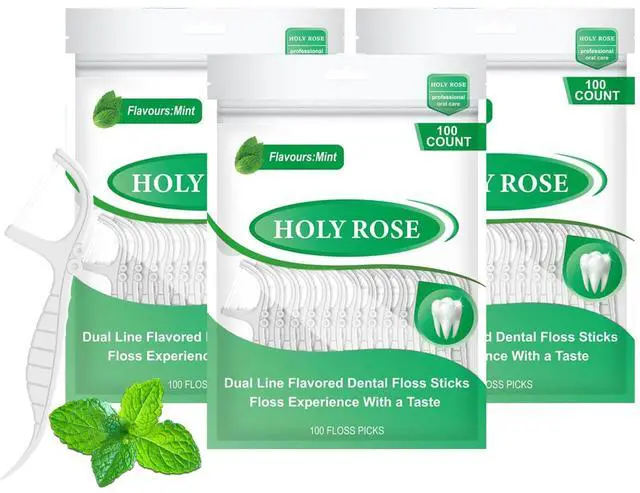 Main image of Dental Floss Picks 300 Count, Dual-Line Flossers with Toothpick