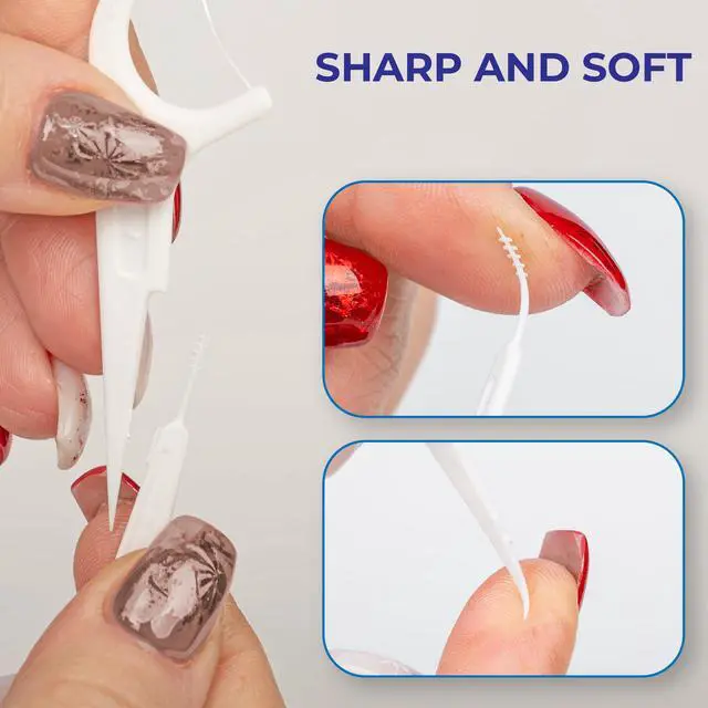 Alt view image 6 of 7 - FlossPro Elite 150 Count Dental Floss Picks, 4-in-1 Floss Pick with Toothpick, Tongue Scraper & Interdental Brush, Mint Flavored Floss Pick