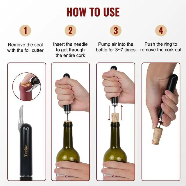Alt view image 2 of 7 - Wine Air Pressure Pump Bottle Opener With Cutting Wine Bottle Foil Knife, Efficient Corkscrew Bottle Opener,Easy Screw Out Tool,Great For Wine Lovers,Perfect Wine Gift. (black), small