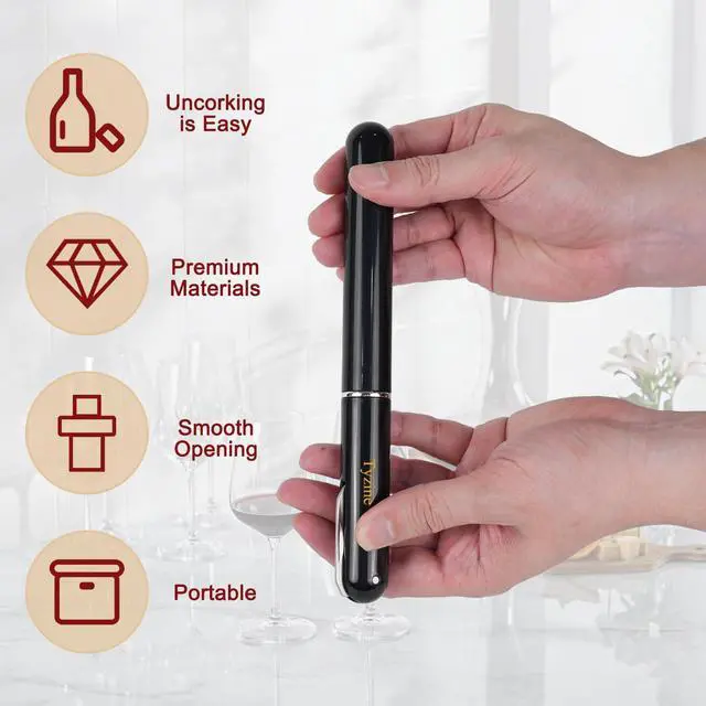 Alt view image 6 of 7 - Wine Air Pressure Pump Bottle Opener With Cutting Wine Bottle Foil Knife, Efficient Corkscrew Bottle Opener,Easy Screw Out Tool,Great For Wine Lovers,Perfect Wine Gift. (black), small