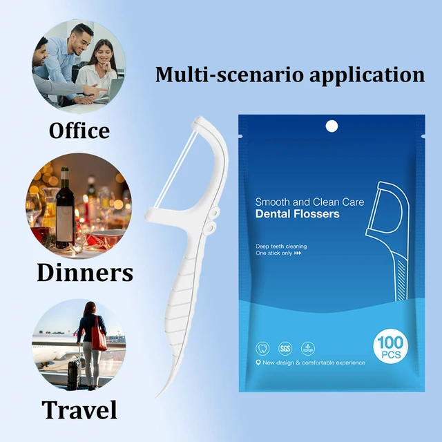 Alt view image 4 of 7 - Dual-Line Dental Floss Picks 200 Count, Mint Flavored Disposable Flossers with Toothpick, Teeth Clean & Fresh Breath, Portable Oral Care Tools for Adults Daily Teeth Cleaning