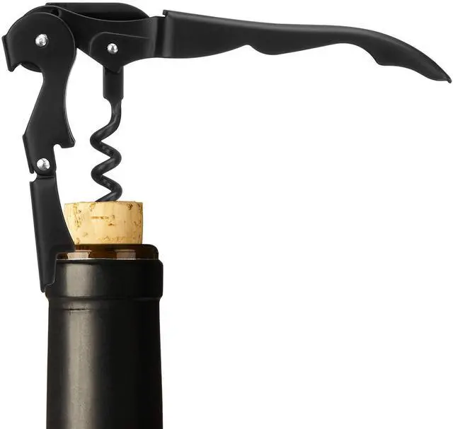 Alt view image 7 of 7 - Truetap Double Hinged Waiter's Corkscrew Wine Opener, Stainless Steel Wine Bottle Opener with Built In Foil Cutter, Home Bar Tools, Bar Cart Accessories, Wedding Gifts, Set of 1, Matte Black