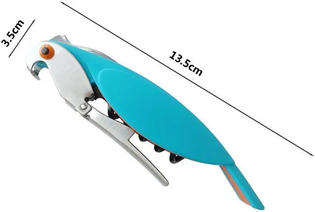 Alt view image 2 of 3 - Parrot Shape Waiters Corkscrew Wine Opener Bottle Opener (Light Blue)