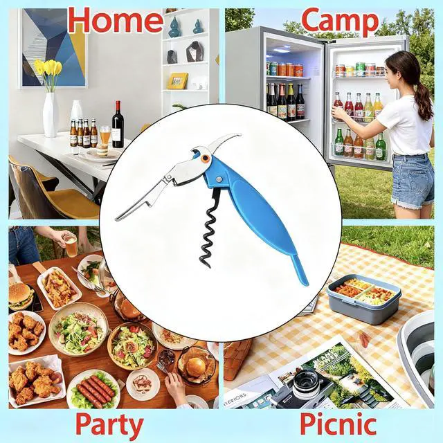 Alt view image 3 of 3 - Parrot Shape Waiters Corkscrew Wine Opener Bottle Opener (Light Blue)