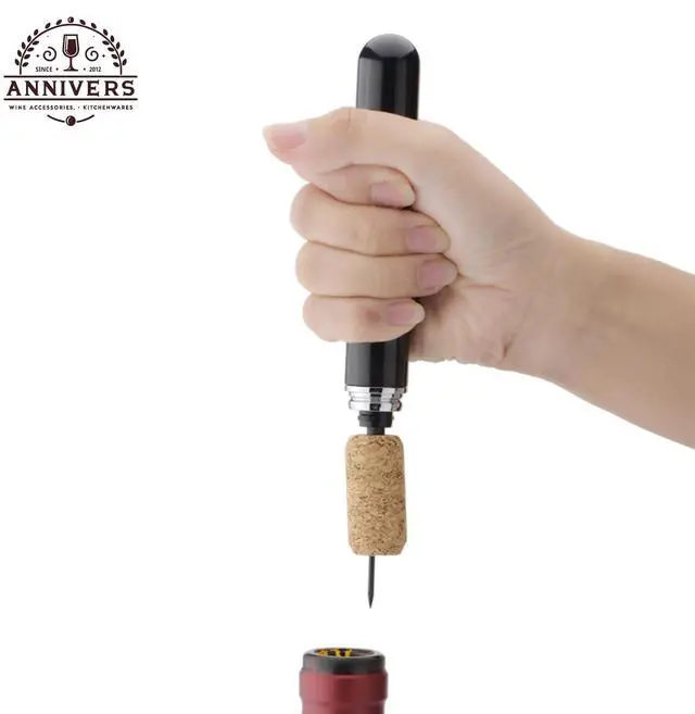 Alt view image 3 of 7 - Air Pump Wine Bottle Opener & Wine Aerator Pourer Set, Air Pressure Pop Wine Opener Corkscrew Cork Remover Foil Cutter Portable Handheld, Decanter Aerating Spout, Ouvre Bouteille de Vin