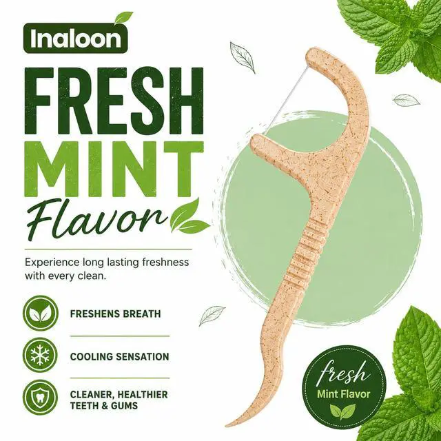 Alt view image 2 of 5 - Biodegradable Dental Floss Picks 200 Count | Mint Flavored Eco-Friendly Flossers | Sustainable Natural Material Toothpicks for Fresh Breath & Oral Care (Mint)