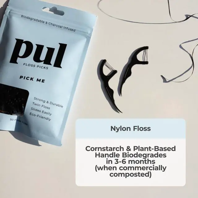 Alt view image 5 of 7 - PUL Mint Dental Floss Picks Biodegradable Floss Sticks with Shred-Resistant Teeth Floss, Fluoride Free Dental Flossers for Adults & Kids, Minty Fresh Dental Floss Picks 50 Count