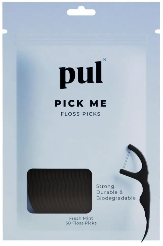 Main image of PUL Mint Dental Floss Picks Biodegradable Floss Sticks with Shred-Resistant Teeth Floss, Fluoride Free Dental Flossers for Adults & Kids, Minty Fresh Dental Floss Picks 50 Count