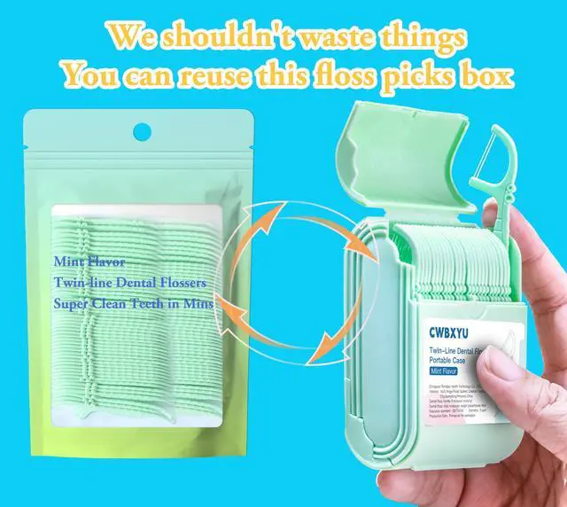 Alt view image 4 of 7 - Professional Mint Twin-Line Dental Floss Picks 352 Count - No Break/No Shred Smart Flossers, 2X Deep Cleaning for Teeth, Travel & Daily Oral Care Toothpicks Sticks,for Hard-to-Reach Areas