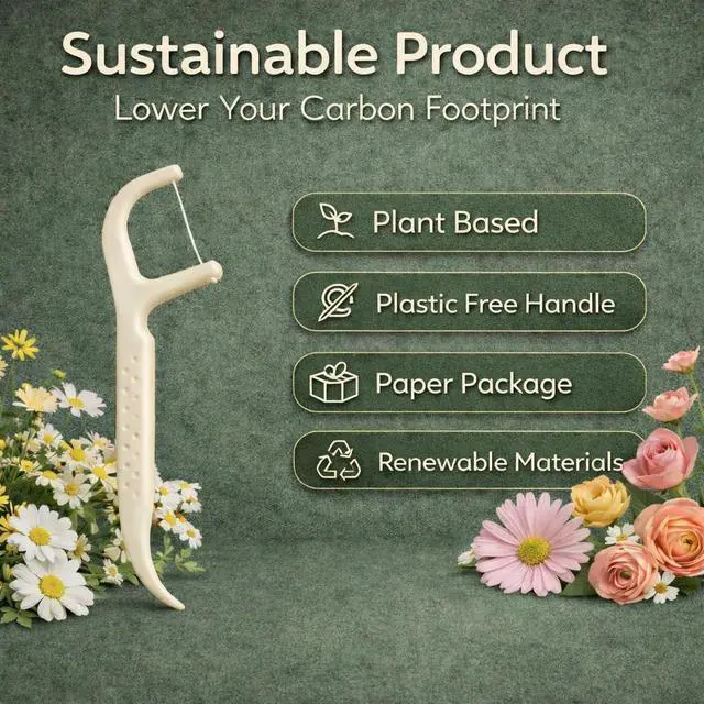 Alt view image 2 of 7 - Biodegradable Floss Picks | 50 Count (2 Pack) | Mint Flavor, Candelilla Wax | PFAs Free | Sustainable & Reusable | Vegan & Cruelty-Free | Eco Floss Picks