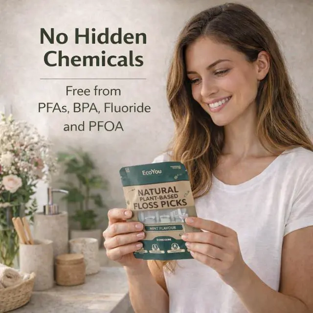 Alt view image 5 of 7 - Biodegradable Floss Picks | 50 Count (2 Pack) | Mint Flavor, Candelilla Wax | PFAs Free | Sustainable & Reusable | Vegan & Cruelty-Free | Eco Floss Picks
