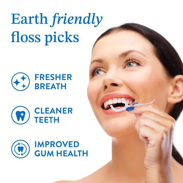 Alt view image 2 of 7 - Biodegradable Floss Picks (200 Pack), Wheat Straw Dental Floss Picks, Mint Flavored Flossers Biodegradable, Dental Floss PFA Free, Compostable Tooth Flossers for Adults & Kids Floss