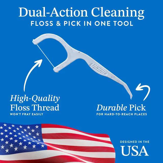 Alt view image 3 of 7 - Biodegradable Floss Picks (200 Pack), Wheat Straw Dental Floss Picks, Mint Flavored Flossers Biodegradable, Dental Floss PFA Free, Compostable Tooth Flossers for Adults & Kids Floss