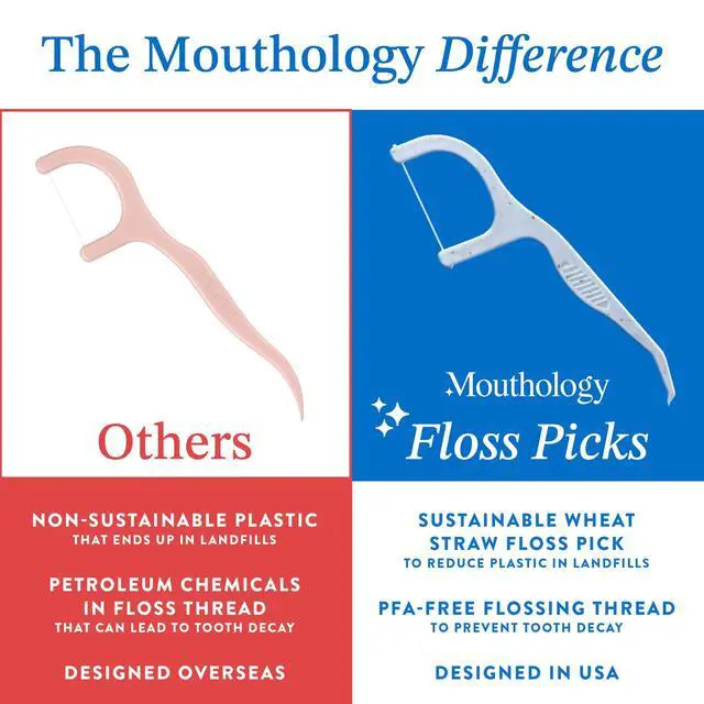Alt view image 4 of 7 - Biodegradable Floss Picks (200 Pack), Wheat Straw Dental Floss Picks, Mint Flavored Flossers Biodegradable, Dental Floss PFA Free, Compostable Tooth Flossers for Adults & Kids Floss