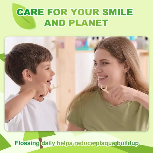 Alt view image 7 of 7 - 200 Count Biodegradable Dental Floss Picks, Eco Friendly Plant-Based Tooth Flossers for adults, Tear-Resistant Floss Sticks with Wide Handles, Vegan & BPA Free Dental Floss for Natural Oral Care, Mint