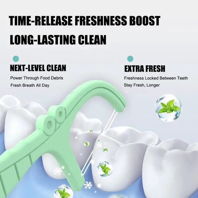 Alt view image 5 of 6 - Mint Twin Line Dental Floss Picks - 400 Count (2 Packs of 200) | Minty Fresh Floss Sticks for Adults | Unique Seahorse Design | Individually Wrapped for Hygiene & Convenience