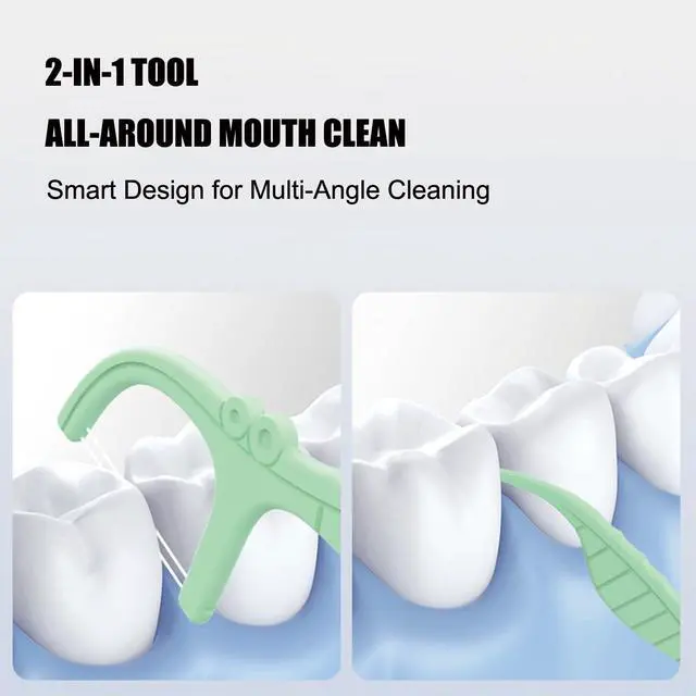 Alt view image 6 of 6 - Mint Twin Line Dental Floss Picks - 400 Count (2 Packs of 200) | Minty Fresh Floss Sticks for Adults | Unique Seahorse Design | Individually Wrapped for Hygiene & Convenience