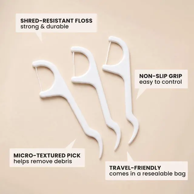 Alt view image 3 of 6 - Flossing Picks 150 Count. Dental Floss Picks, Easy Storage with Zip Seal, Plaque Remover, No Break & No Shred