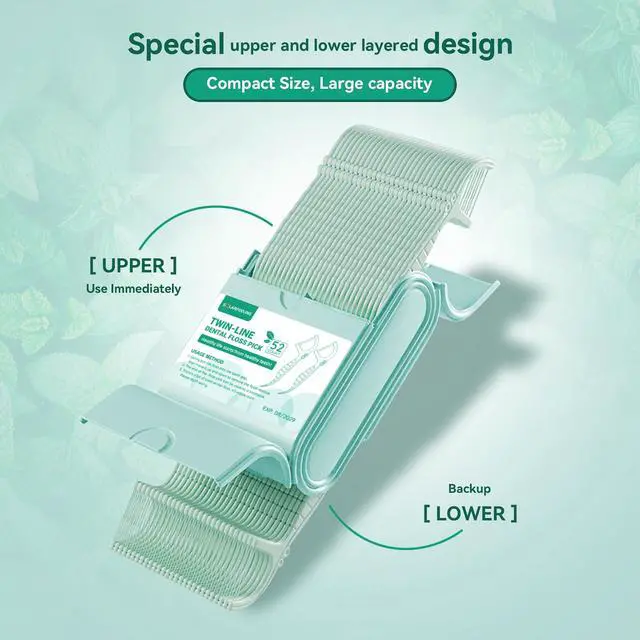Alt view image 2 of 7 - Travel Dental Floss Picks, 3 Cases with 156 Count Mint Flavor Twin-Line Dental Flosser, Portable Floss Case, Portable Floss Dispenser, Travel Floss Sticks for Adults (Green)