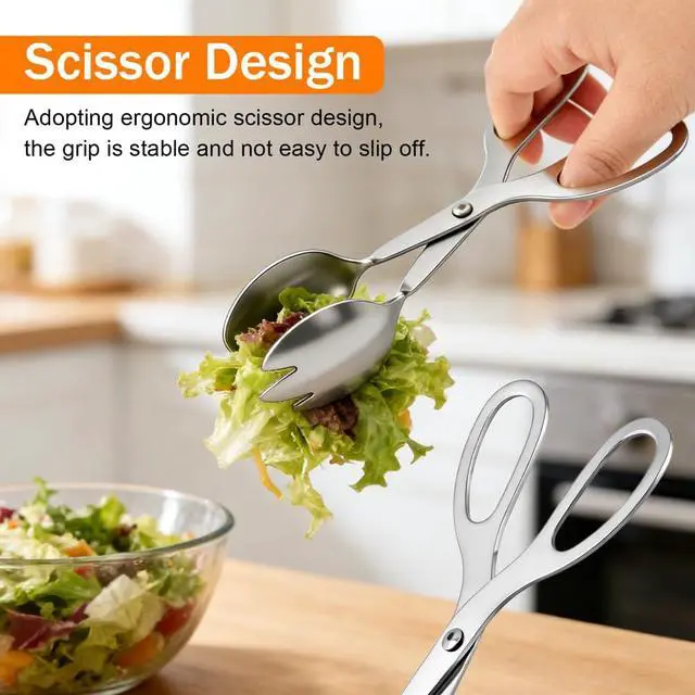 Alt view image 3 of 7 - Kitchen Tongs for Cooking for Buffet Party Catering, 3pcs Stainless Steel Salad Tongs for Food Bread Cake Bake Dessert, Heat Resistant Comfort Grip Buffet Serving Tong for Kitchen