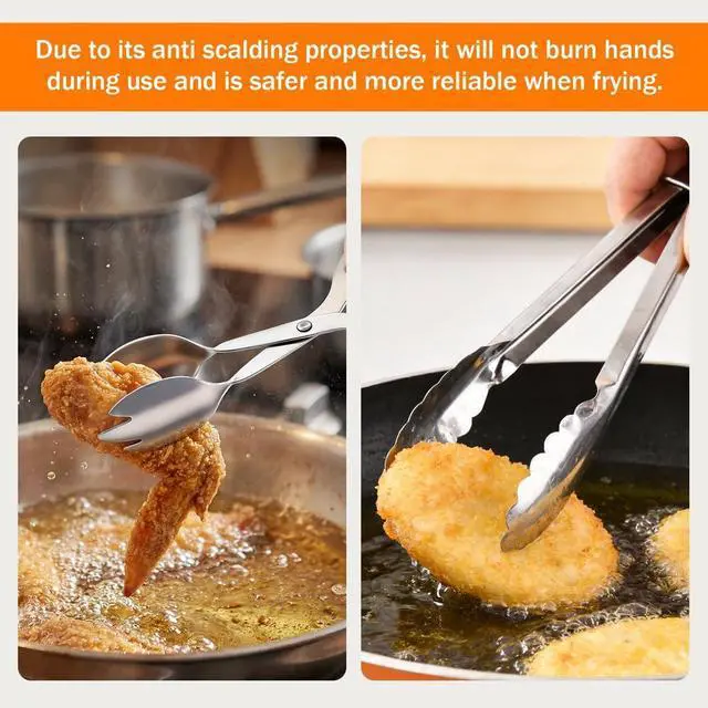 Alt view image 6 of 7 - Kitchen Tongs for Cooking for Buffet Party Catering, 3pcs Stainless Steel Salad Tongs for Food Bread Cake Bake Dessert, Heat Resistant Comfort Grip Buffet Serving Tong for Kitchen