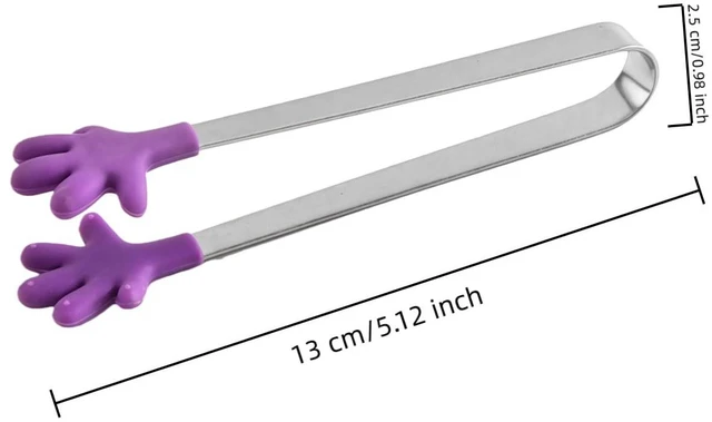 Alt view image 2 of 7 - 4PCS Silicone Mini Tongs, 5 Inch Colourful Small Hand Shape Metal Food Tongs, Kitchen Tool for Serving Food, Ice Cube, Fruits, Sugar, Barbecue, DessertsGreat for Party, Buffet