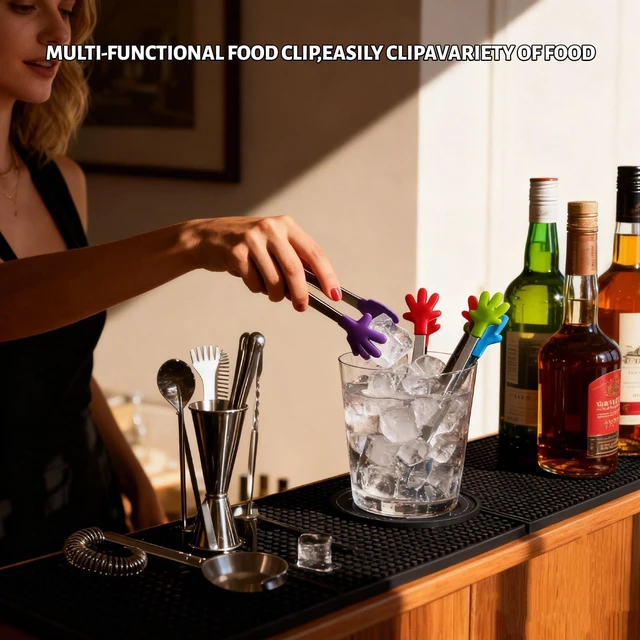 Alt view image 5 of 7 - 4PCS Silicone Mini Tongs, 5 Inch Colourful Small Hand Shape Metal Food Tongs, Kitchen Tool for Serving Food, Ice Cube, Fruits, Sugar, Barbecue, DessertsGreat for Party, Buffet