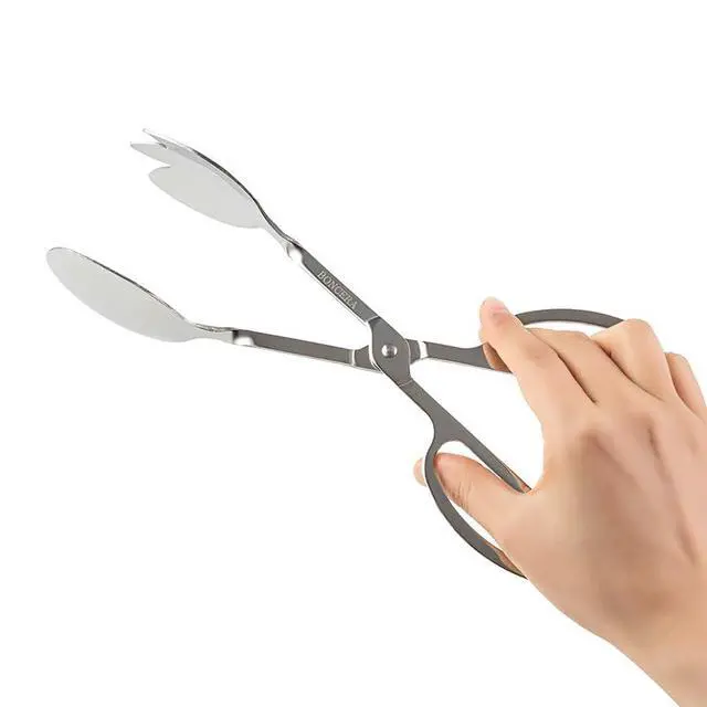 Alt view image 2 of 7 - , 10-inch Stainless Steel Kitchen Scissor Tongs Salad Pasta Grip