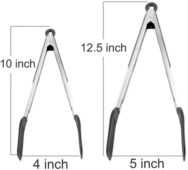 Alt view image 2 of 7 - Cooking Tongs 9" and 12" Stainless Steel Kitchen Silicone Serving Tongs