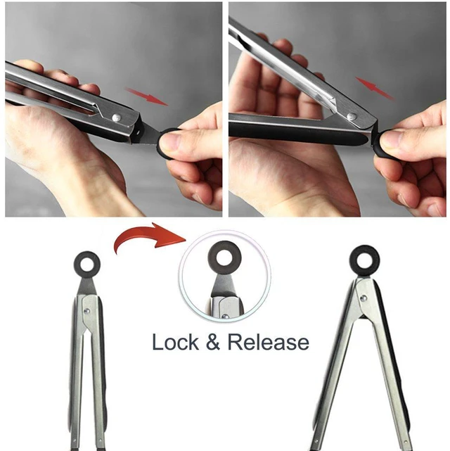 Alt view image 4 of 7 - Cooking Tongs 9" and 12" Stainless Steel Kitchen Silicone Serving Tongs