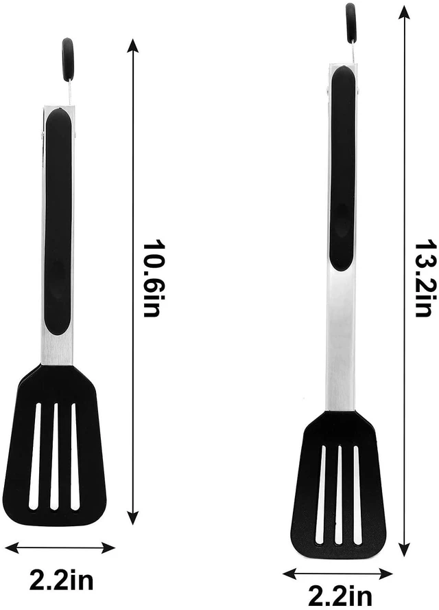 Alt view image 6 of 7 - Cooking Tongs 9" and 12" Stainless Steel Kitchen Silicone Serving Tongs