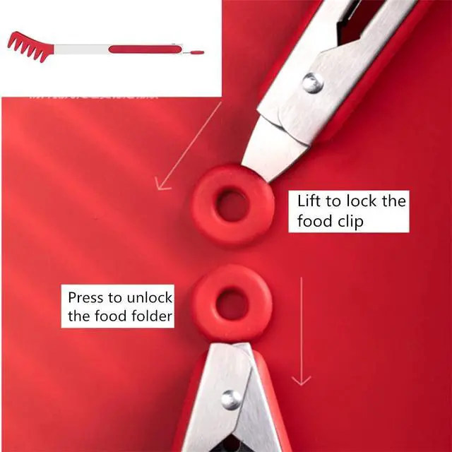 Alt view image 4 of 7 - Large 13" Red Stainless Steel Pasta Tong with Silicone Tips, Spaghetti Tongs Pasta Server Utensil for Noodles Cooking Baking Food BBQ Kitchen Tools
