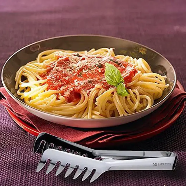 Alt view image 5 of 5 - Kitchen Pasta Tongs, 8" Stainless Steel Spaghetti Tongs