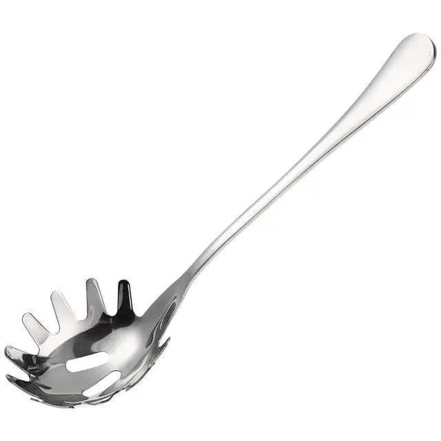 Alt view image 4 of 7 - Spaghetti Spoon Stainless Steel Silver Pasta Spoon with Teeth Versatile Kitchen Tool for Noodle Egg Ramen Soup and Dumplings Cooking Pasta Server Utensil for Home Use 9.4 Inch