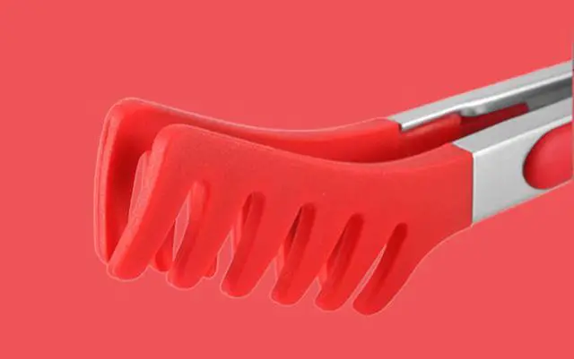 Alt view image 3 of 7 - Large 13" Red Stainless Steel Pasta Tong with Silicone Tips, Spaghetti Tongs Pasta Server Utensil for Noodles Cooking Baking Food BBQ Kitchen Tools