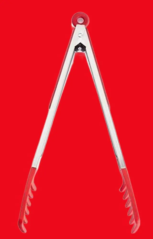 Alt view image 5 of 7 - Large 13" Red Stainless Steel Pasta Tong with Silicone Tips, Spaghetti Tongs Pasta Server Utensil for Noodles Cooking Baking Food BBQ Kitchen Tools