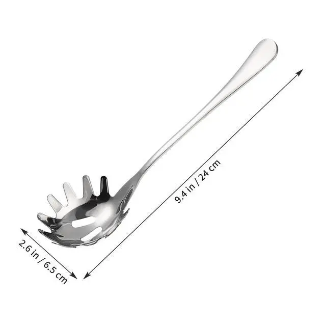 Alt view image 5 of 7 - Spaghetti Spoon Stainless Steel Silver Pasta Spoon with Teeth Versatile Kitchen Tool for Noodle Egg Ramen Soup and Dumplings Cooking Pasta Server Utensil for Home Use 9.4 Inch