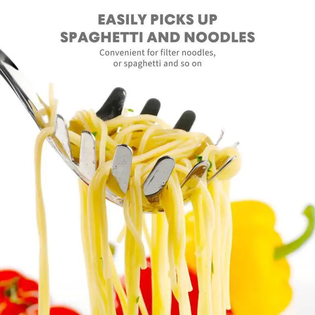 Alt view image 6 of 7 - Spaghetti Spoon Stainless Steel Silver Pasta Spoon with Teeth Versatile Kitchen Tool for Noodle Egg Ramen Soup and Dumplings Cooking Pasta Server Utensil for Home Use 9.4 Inch