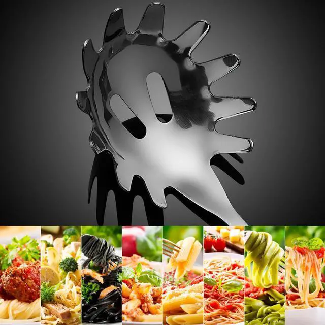 Alt view image 7 of 7 - Spaghetti Spoon Stainless Steel Silver Pasta Spoon with Teeth Versatile Kitchen Tool for Noodle Egg Ramen Soup and Dumplings Cooking Pasta Server Utensil for Home Use 9.4 Inch