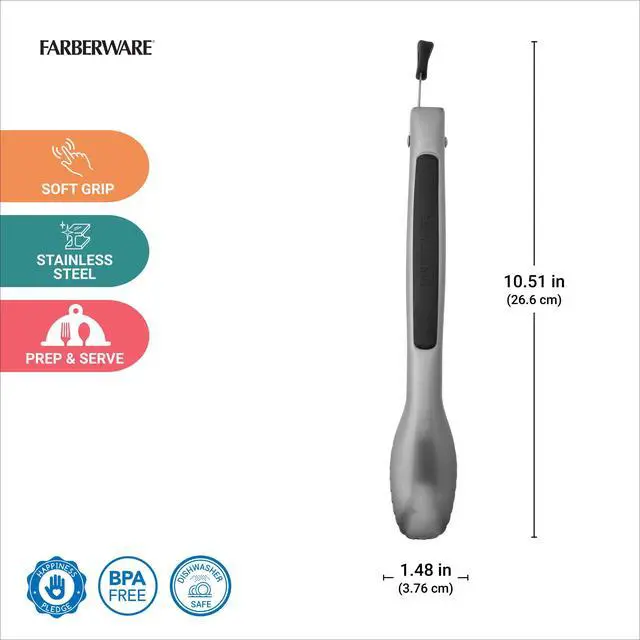 Alt view image 2 of 5 - Pro 9 Inch Stainless Steel Locking Kitchen Tongs - Ergonomic Grip, Scalloped Tips for Cooking, Grilling, Serving and Meal Prep